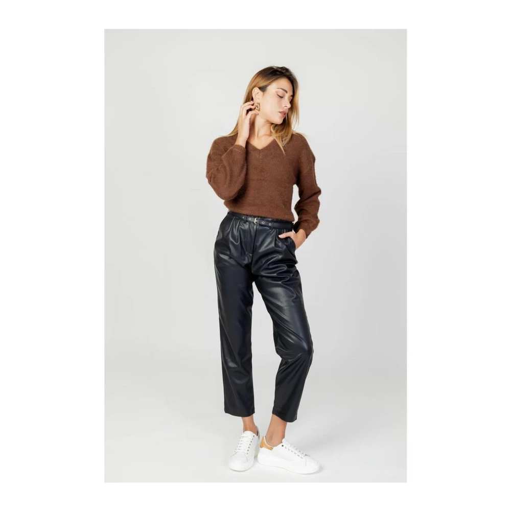 Jacqueline de Yong Gezellige Nylon Acryl Sweater Collectie Brown Dames