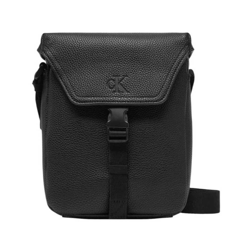 Calvin Klein Men's Black Messenger Bags, One Size, Stylish Crossbody Messenger Bag With Secure Closure