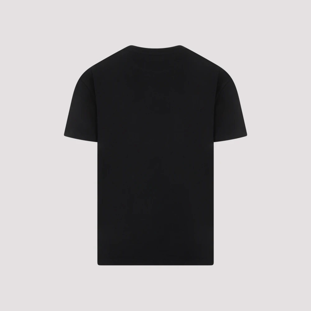 Valentino Zwarte Katoenen T-shirt met Wit Logo Black Heren