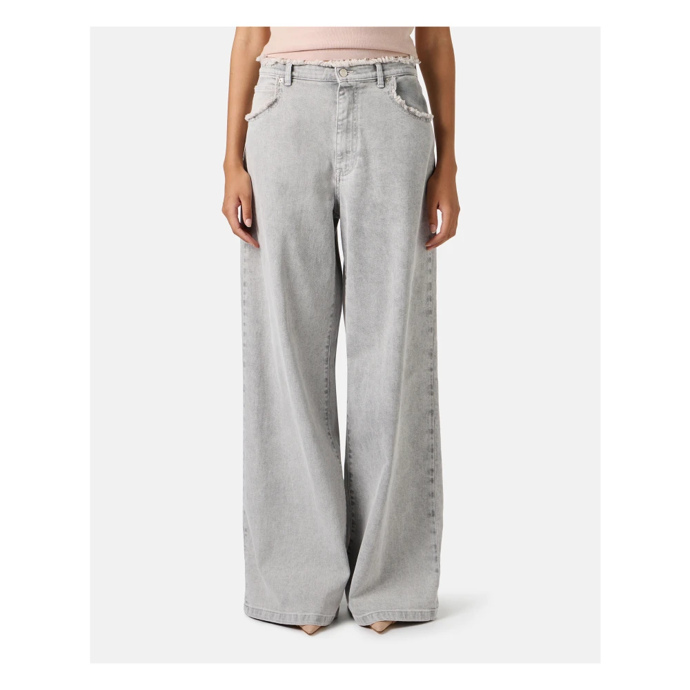 Iceberg 5-pocket grote flared fit broek in grijze denim met marmerbehandeling Blue Dames