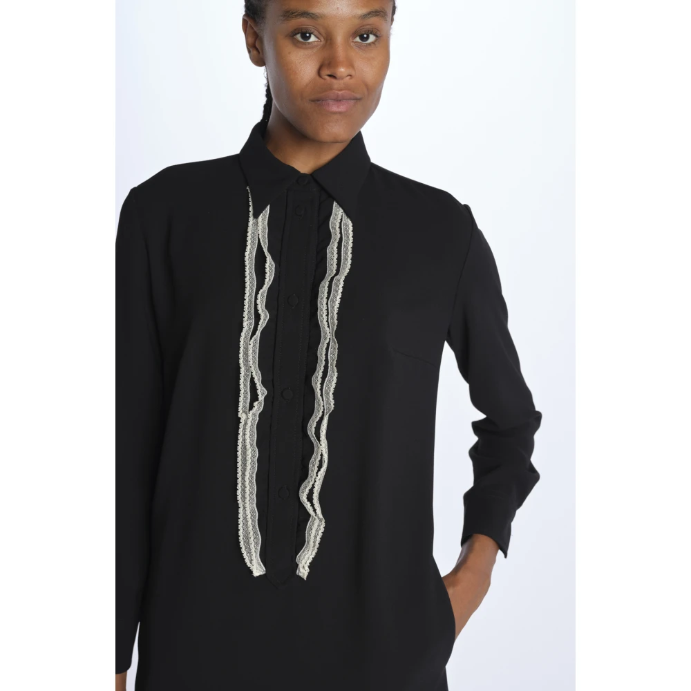 N21 Zwart Kant Inzet Mini Jurk Black Dames