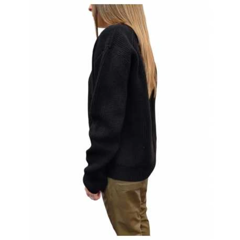 Rick Owens V-Neck Band Trui Black Dames