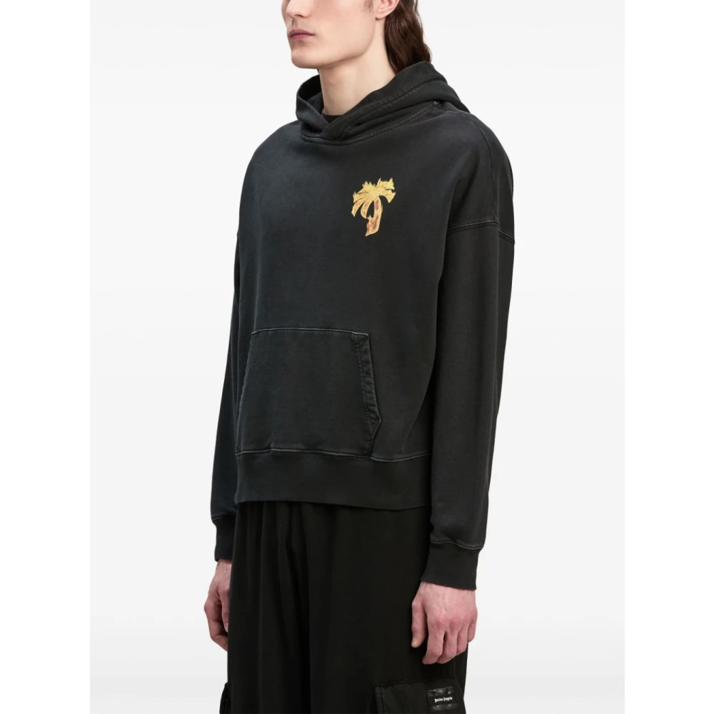 Palm Angels Zwarte Gothic Logo Sweater Black Heren