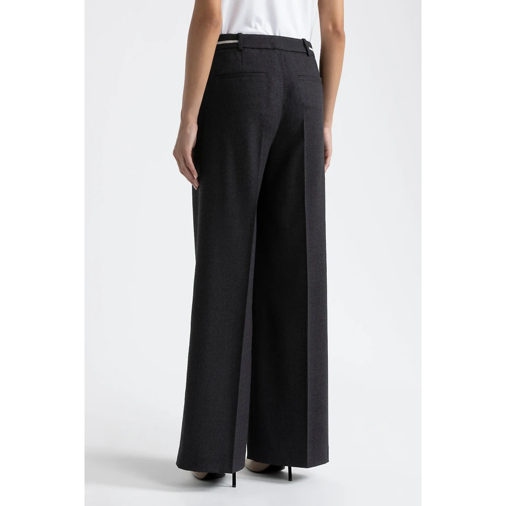 PESERICO Stretch wol palazzo broek Black Dames