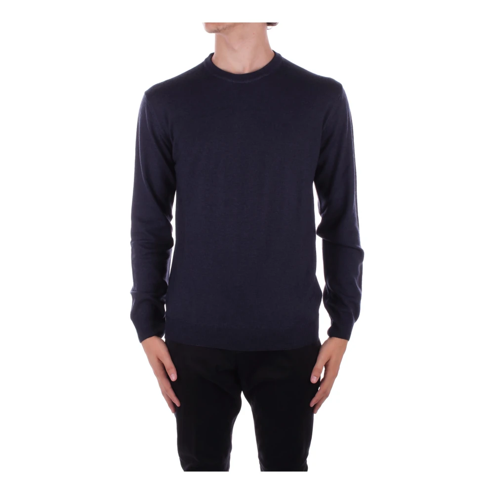 Woolrich Blauwe Geribbelde Crew Neck Sweater Blue Heren
