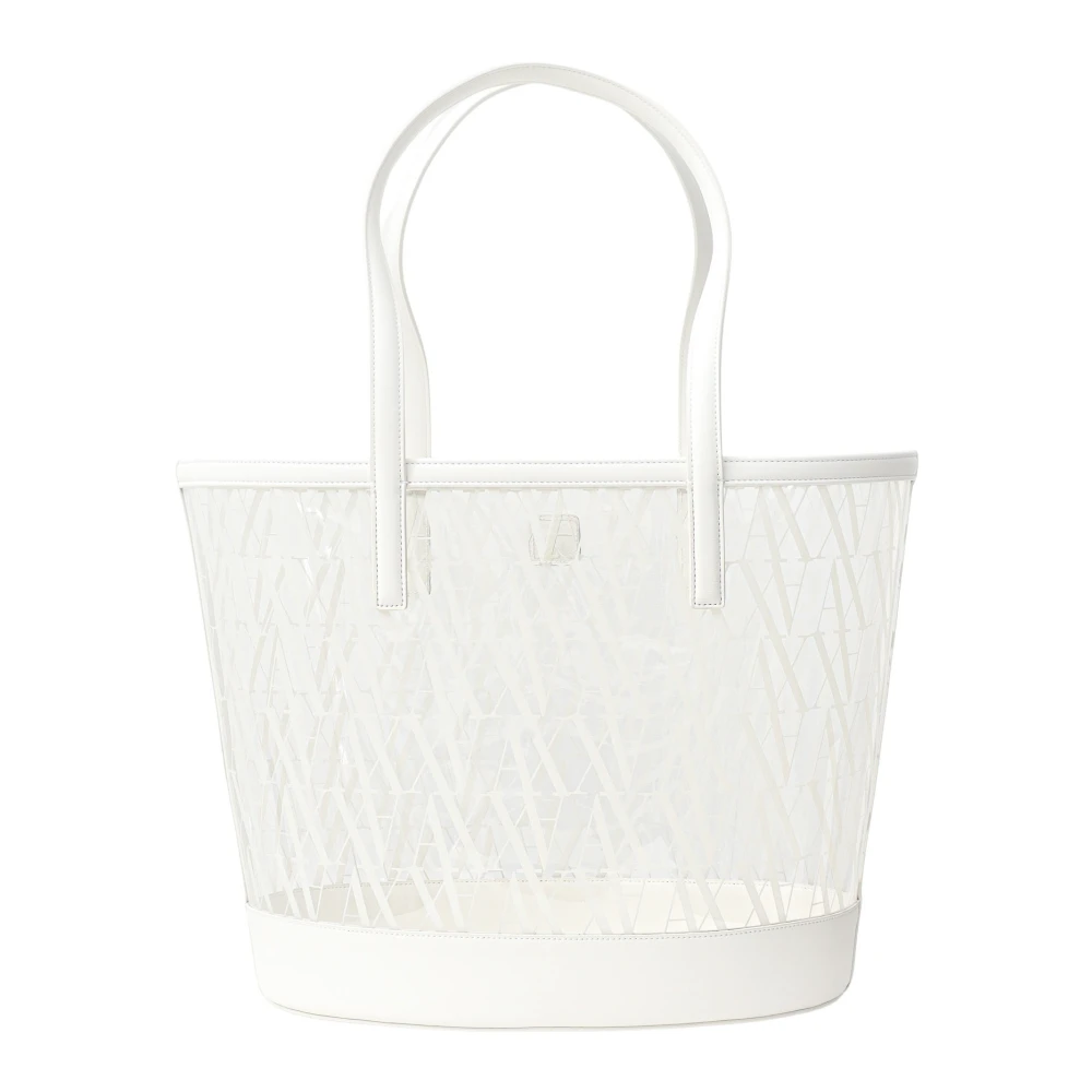 Armani Exchange Moderne veelzijdige shopper tas met grafisch patroon White Dames