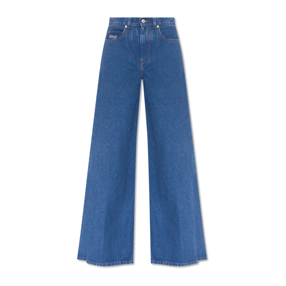 Marni Blauwe Flared Organische Katoen Denim Jeans Blue Dames