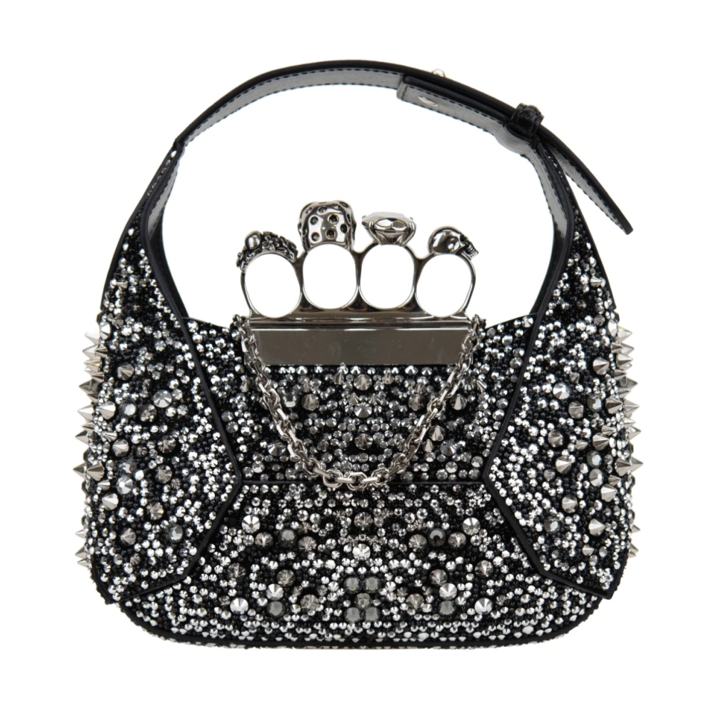 alexander mcqueen Studded Leren Schoudertas Magnetische Sluiting Black Dames