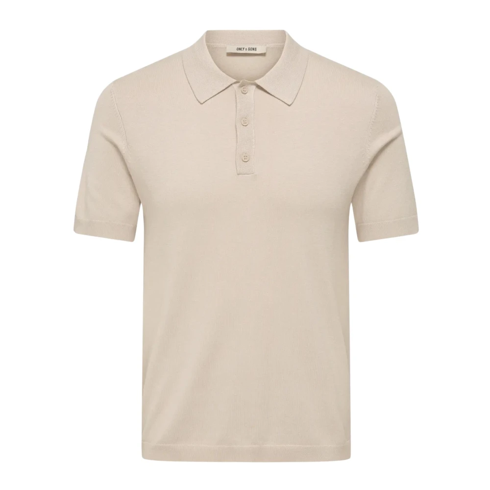 Only & Sons Men's Beige Onswyler Life Reg 14 Ss Polo Knit