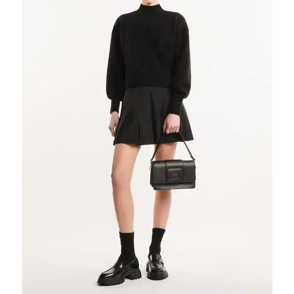 Hogan Gestanste Flap Leren Tas met Verwisselbare Handvat Black Dames