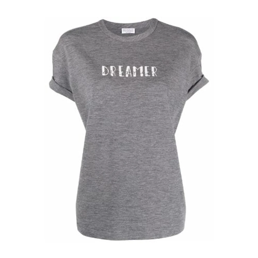 BRUNELLO CUCINELLI Grijze Beaded T-Shirt voor Dames Gray Dames