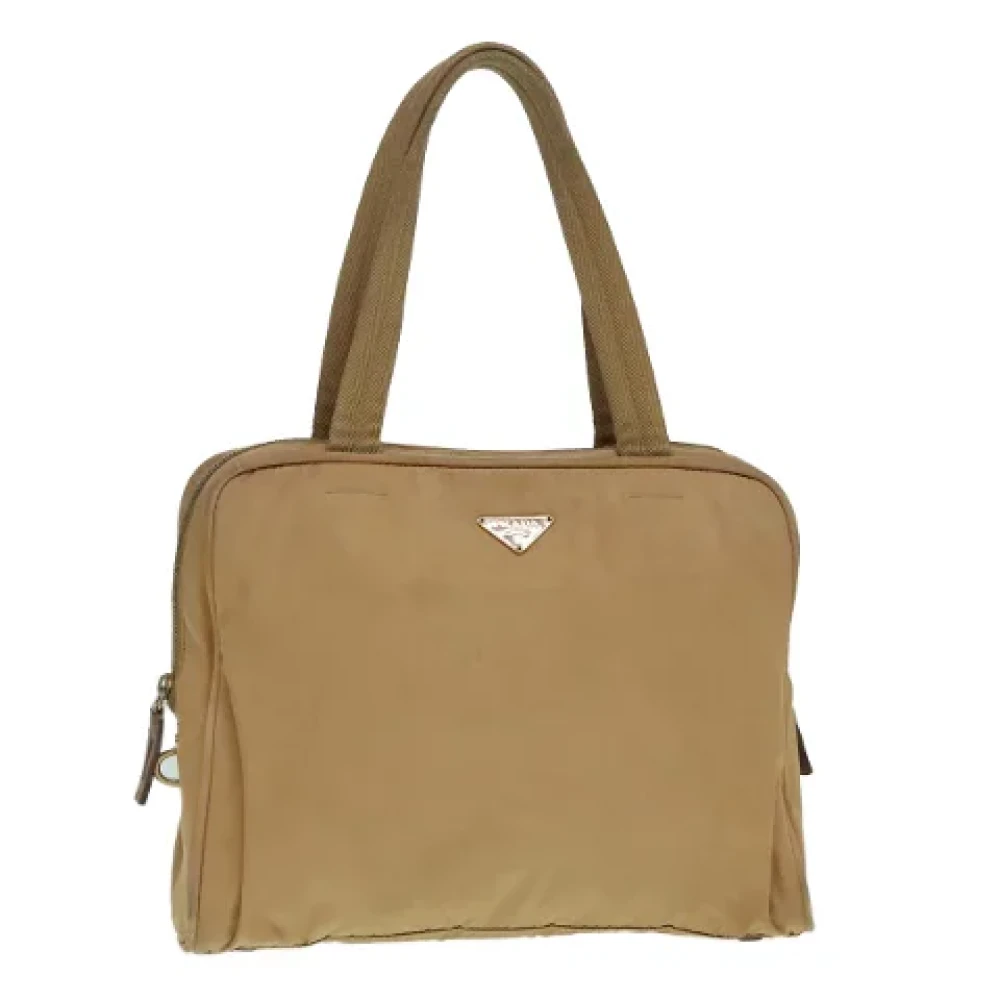 Prada Vintage Pre-owned Nylon handbags Beige Dames