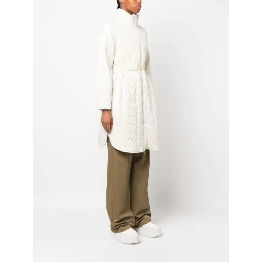 Twinset Gewatteerd jack met ovale riem White Dames
