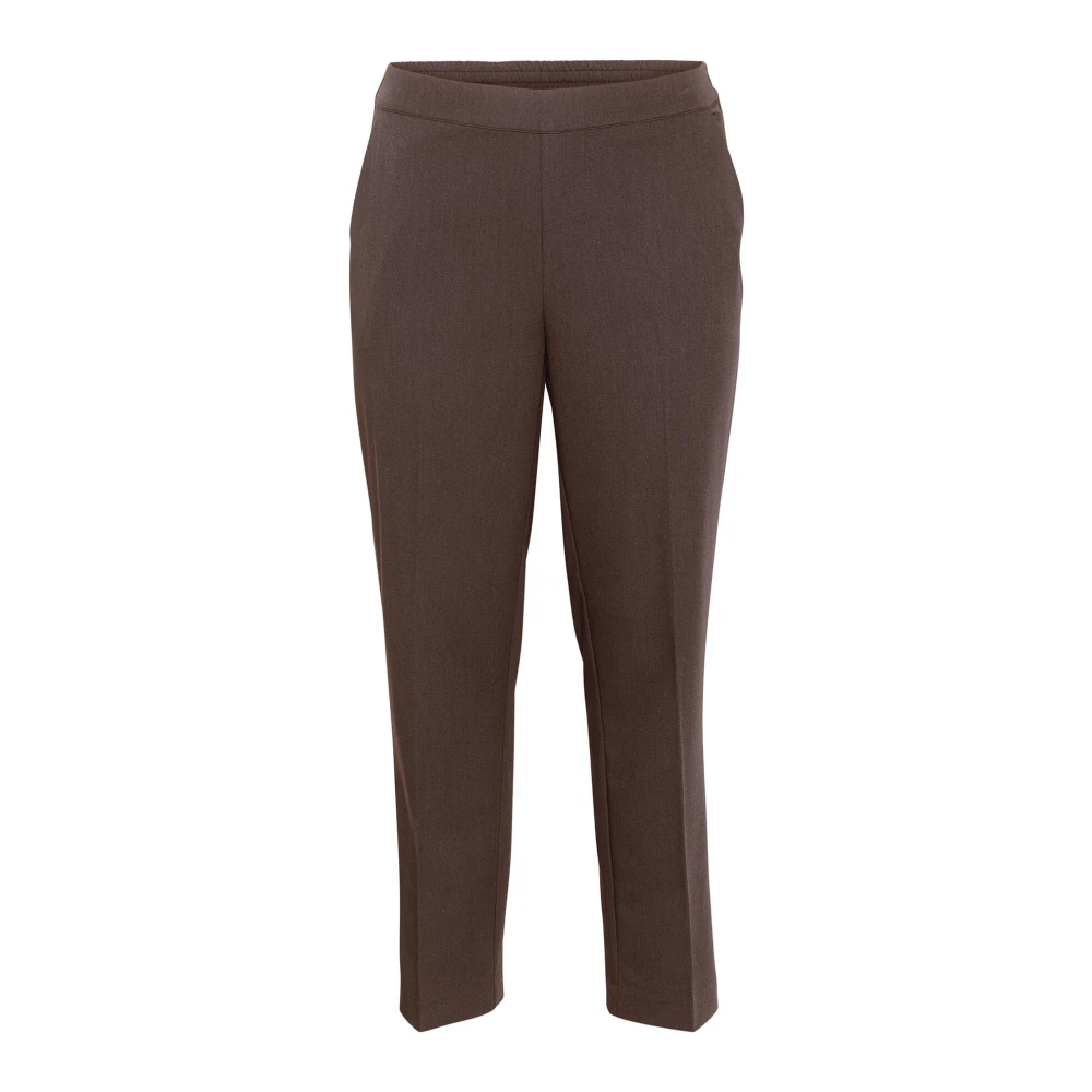Kaffe Curve Java Straight-Leg Broek met Elastische Taille Brown Dames