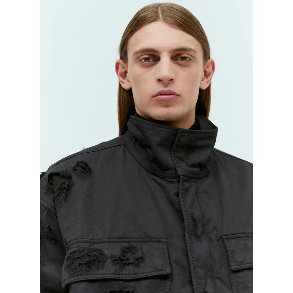 Diesel Verweerde Katoenen Twill Jas Black Heren