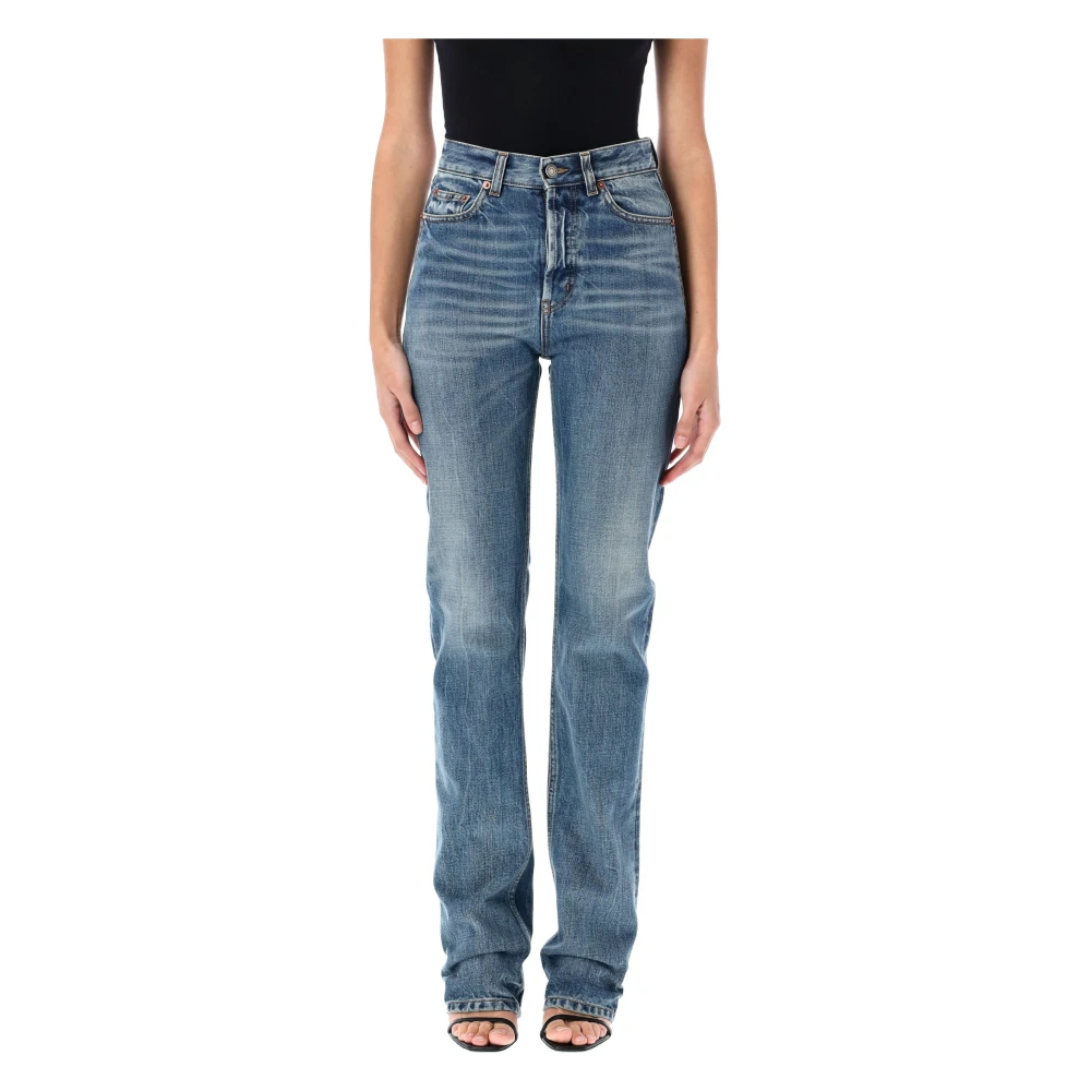 Saint Laurent Blauwe High Waist Slim Jeans Blue Dames