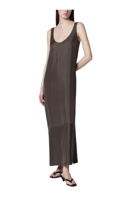 Silk Scoop-Neck Maxi Dress