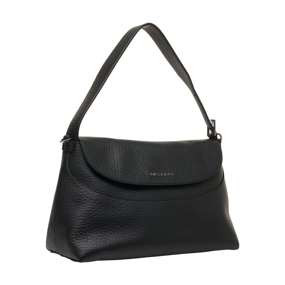 Orciani Zwarte leren schoudertas Black Dames