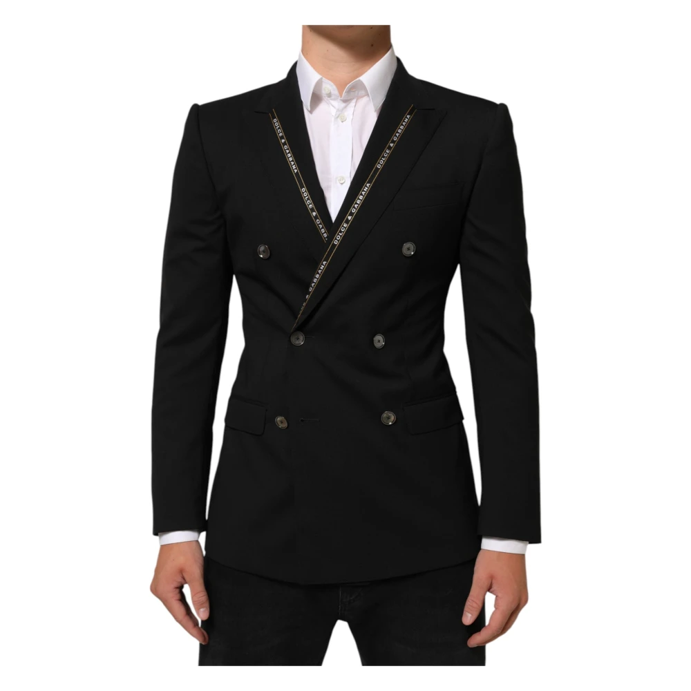 Dolce & Gabbana Men's Black Sicilia Double Breasted Jacket Blazer