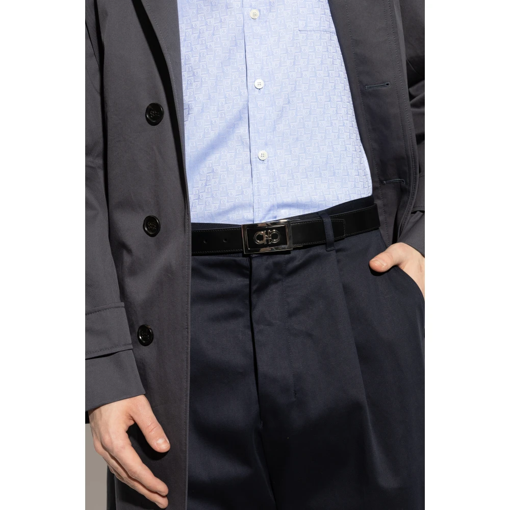 Salvatore Ferragamo Omkeerbare leren riem Black Heren