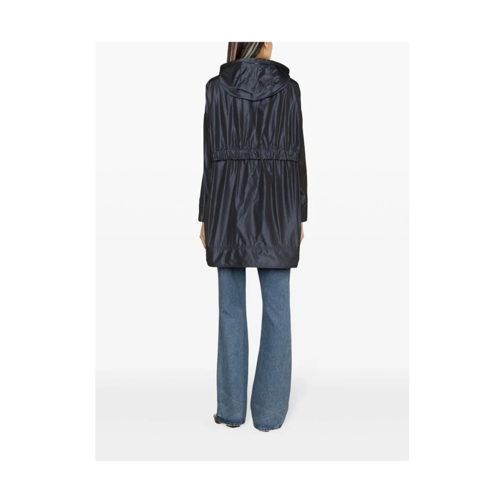 Herno Navy Blue Iridescent Parka met Trekkoord in de Capuchon Blue Dames