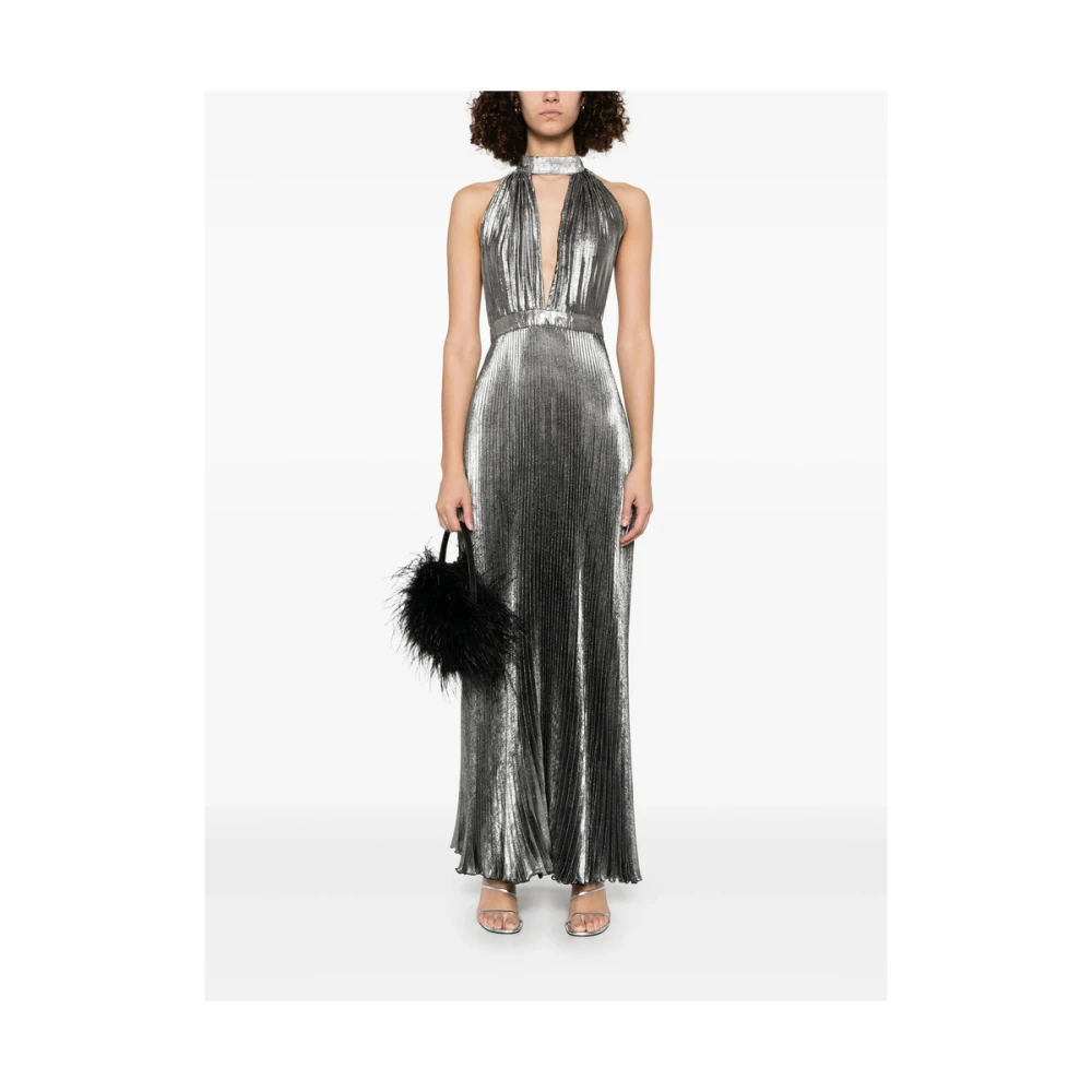 L'idée Gunmetal Grey Halternek Jurk met Plissé Gray Dames