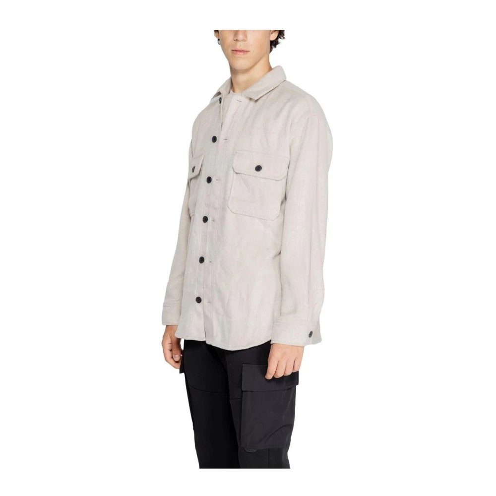 jack & jones Beige Wollen Blend Jas Herfst Winter Collectie Beige Heren