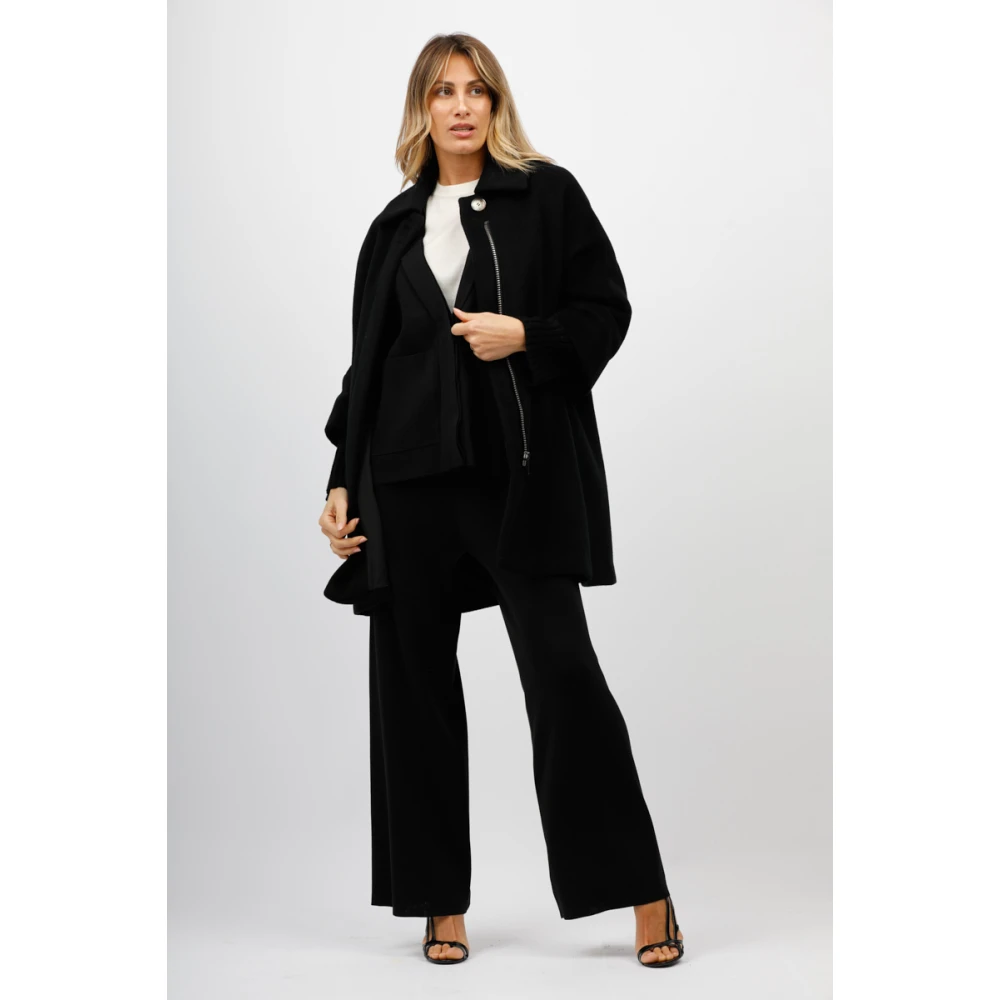 Alpha Studio Palazzo broek met elastische taille Black Dames