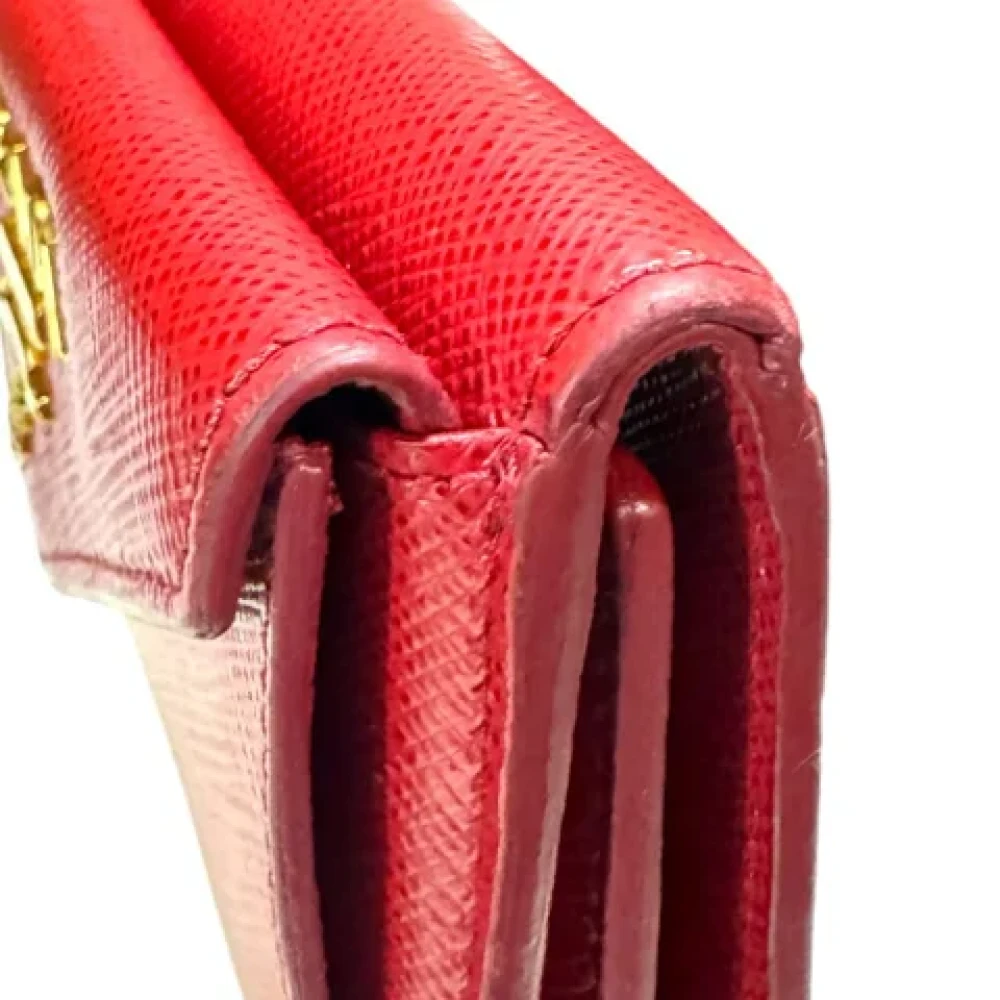 Prada Vintage Pre-owned Leather wallets Red Dames