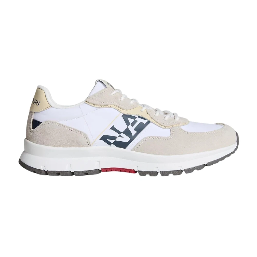 Napapijri Witte hardloopsneakers met suède Heren Schoenen