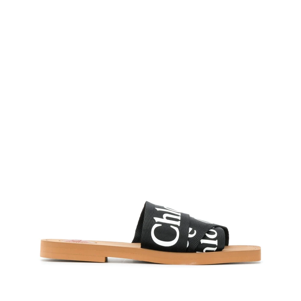Chloé Women's Black Sliders, 4 Uk, Woody Mule