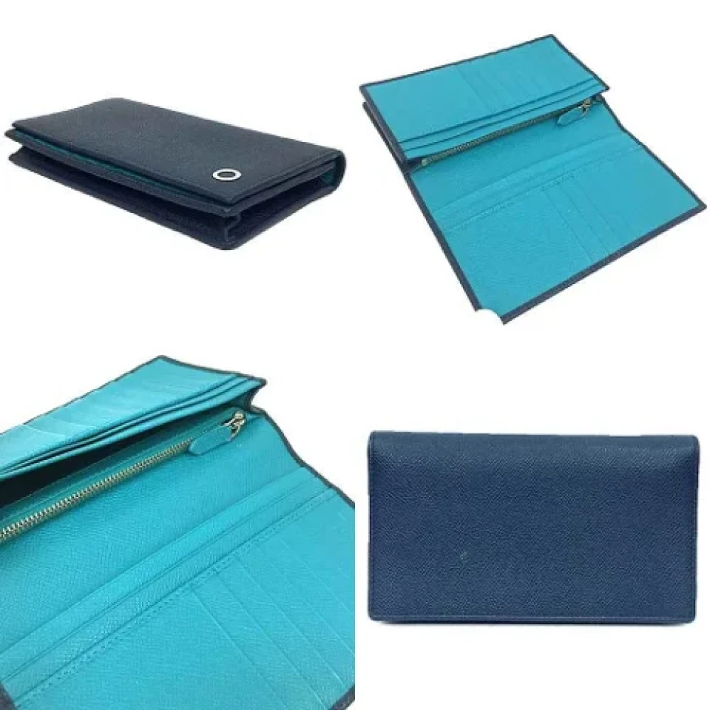 Bvlgari Vintage Pre-owned Leather wallets Blue Dames