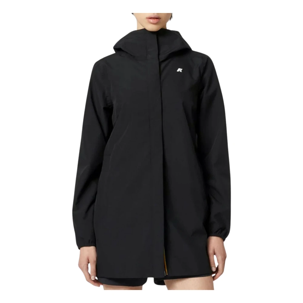 K-way Zwarte Lange Kinderjas Sophie Stretch Dot Black Dames