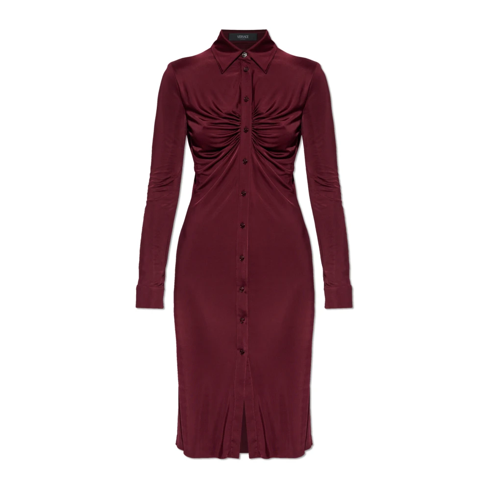 Versace Femme Rouge Robes, Taille: 34 Fr Robe Avec Drapé Décoratif