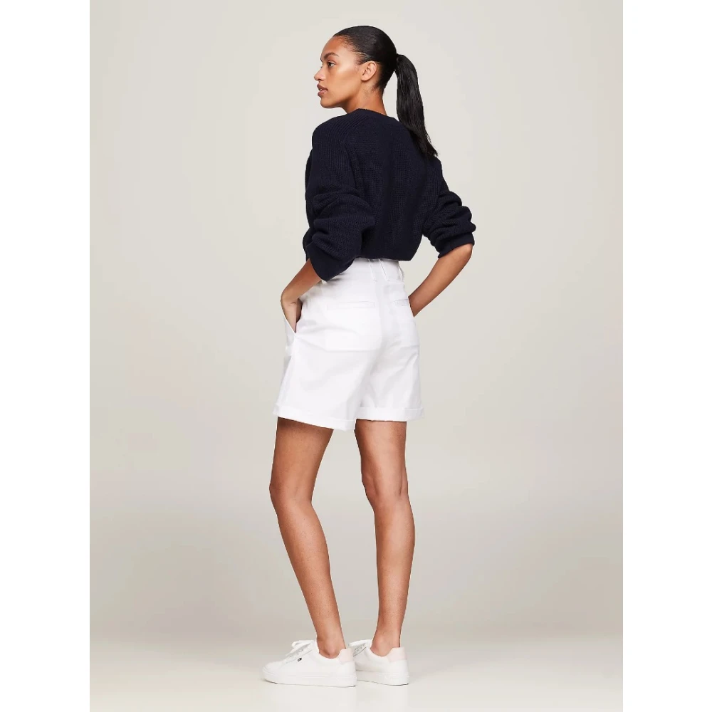 Tommy Hilfiger Stretch Chino Mom Fit Shorts White Dames
