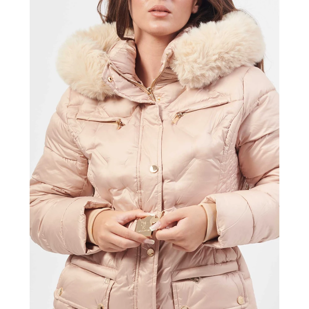 Fracomina Roze regenjas met capuchon en riem Pink Dames