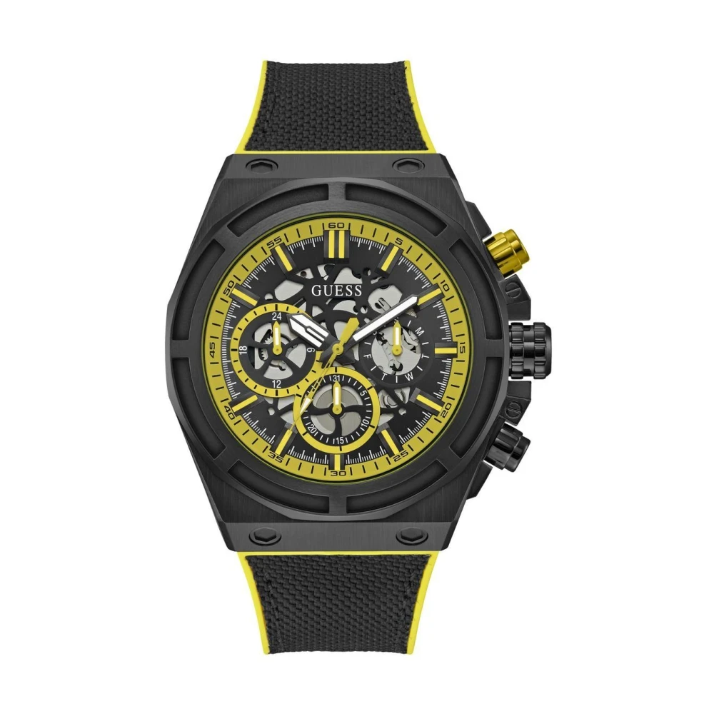 Guess Masterpiece Multifunktionsklocka Svart Gul Black, Herr