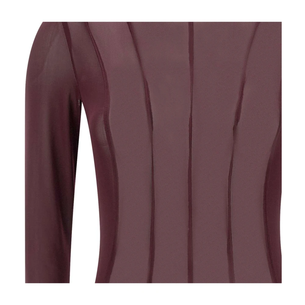 Remain Birger Christensen Bordeaux Lycra Bodysuit met Transparantie Red Dames