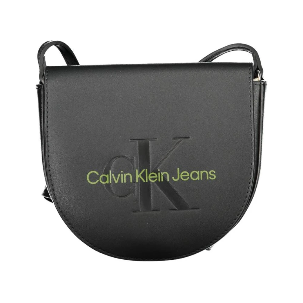 Calvin Klein Zwarte Polyethyleen Schoudertas met Verstelbare Band Black Dames