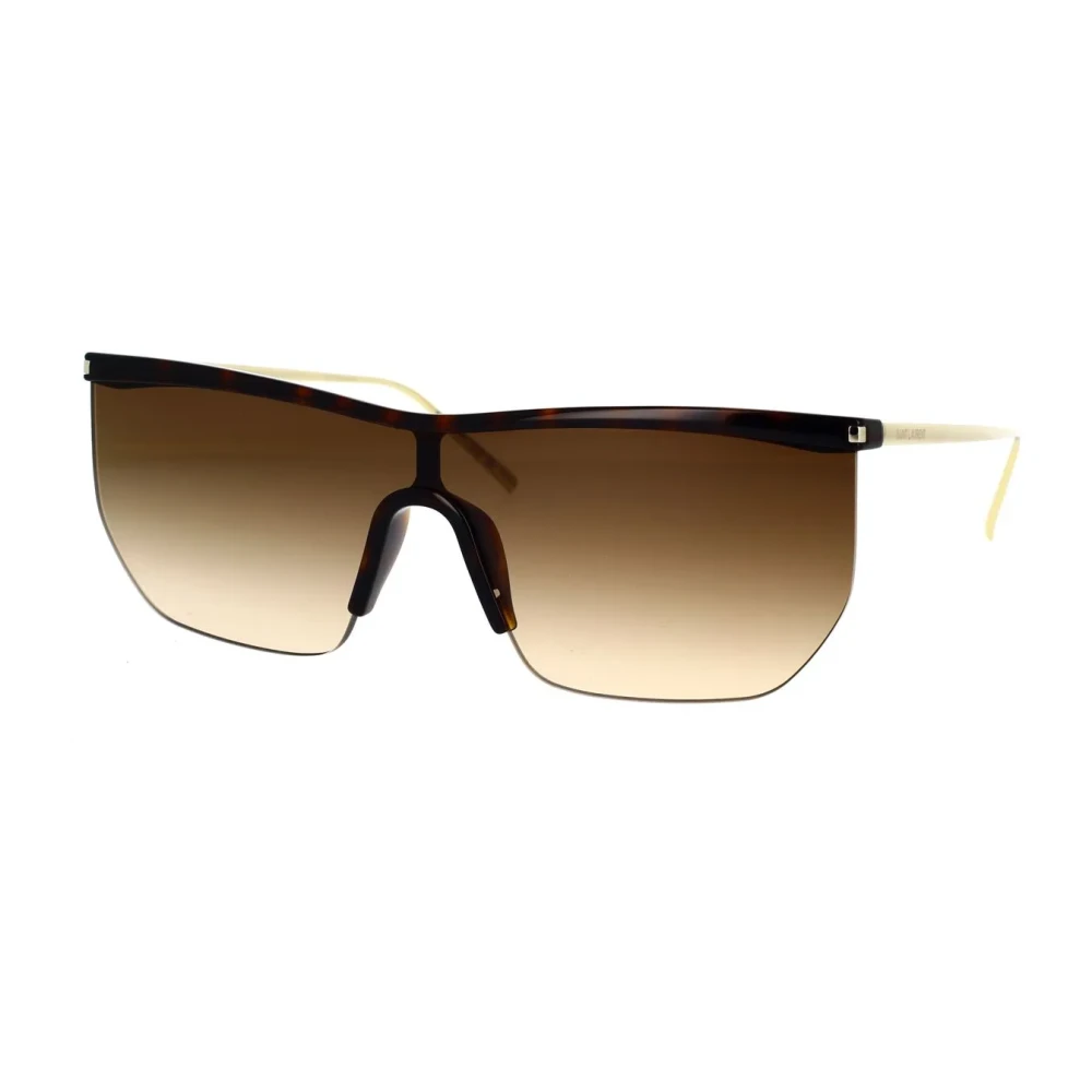 Saint Laurent Women's Brown Sunglasses, One Size, Angular Metal Frame Sunglasses