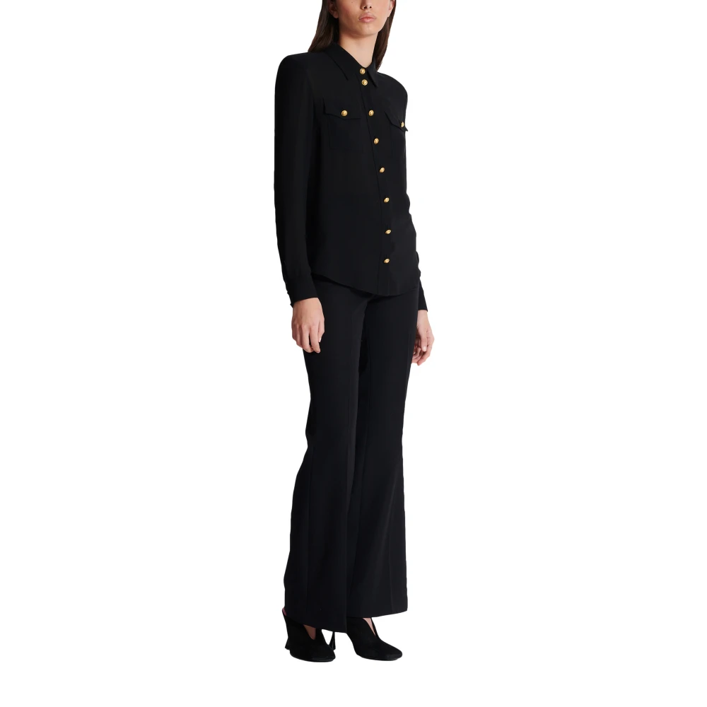 Balmain Crepe de chine overhemd Black Dames