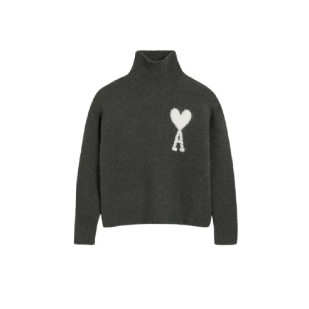 Ami Paris Grijze Logo Sweater Luxe Stijl Black Heren