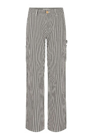 Pantaloni Cargo Larghi con Stampa a Righe
