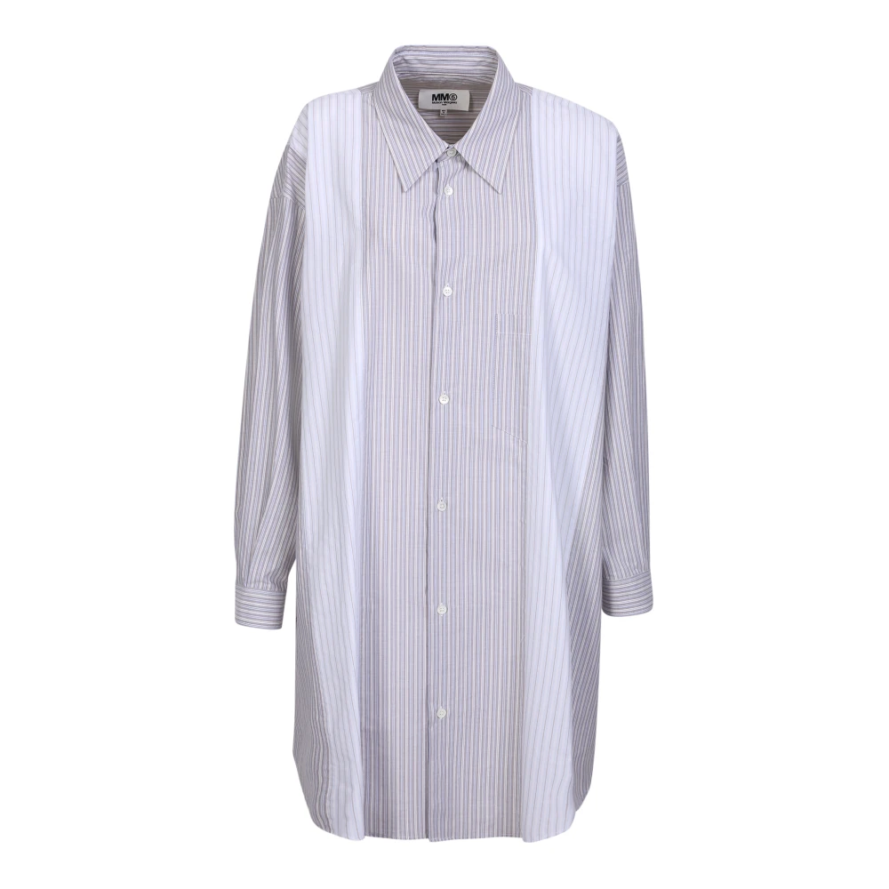MM6 Maison Margiela Gestreepte grijze shirtjurk Gray Dames