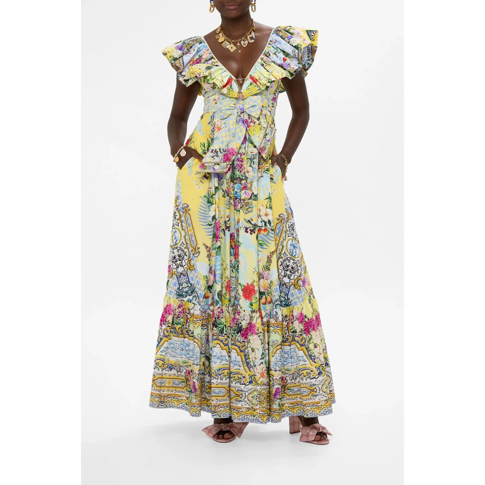 Camilla Frill Neck Jurk met Hardware Flor Fantástica Multicolor Dames