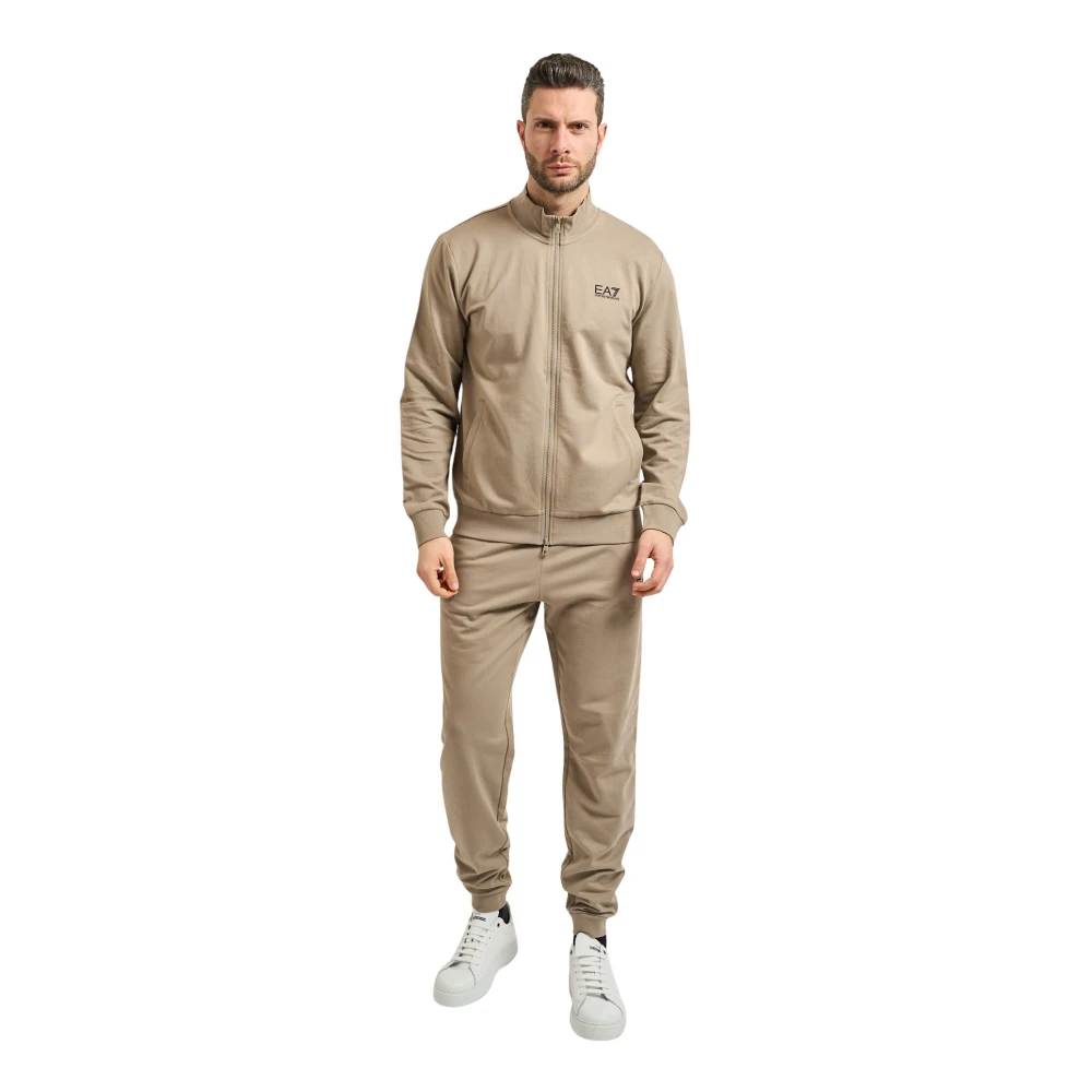 Emporio Armani Beige Core Identity Bomulls Träningsoverall