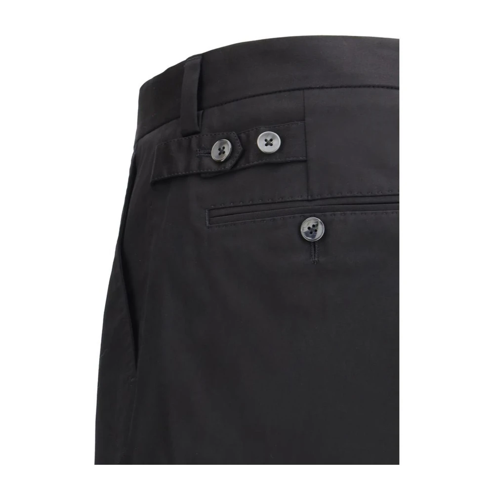 Dolce & Gabbana Mid-Rise Katoenen Broek met Knoopsluiting Black Heren