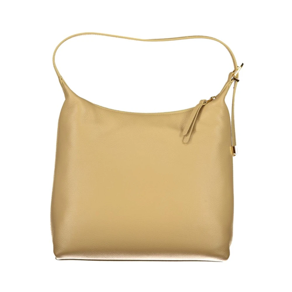 Coccinelle Beige Leren Schoudertas met Binnenvakken Beige Dames