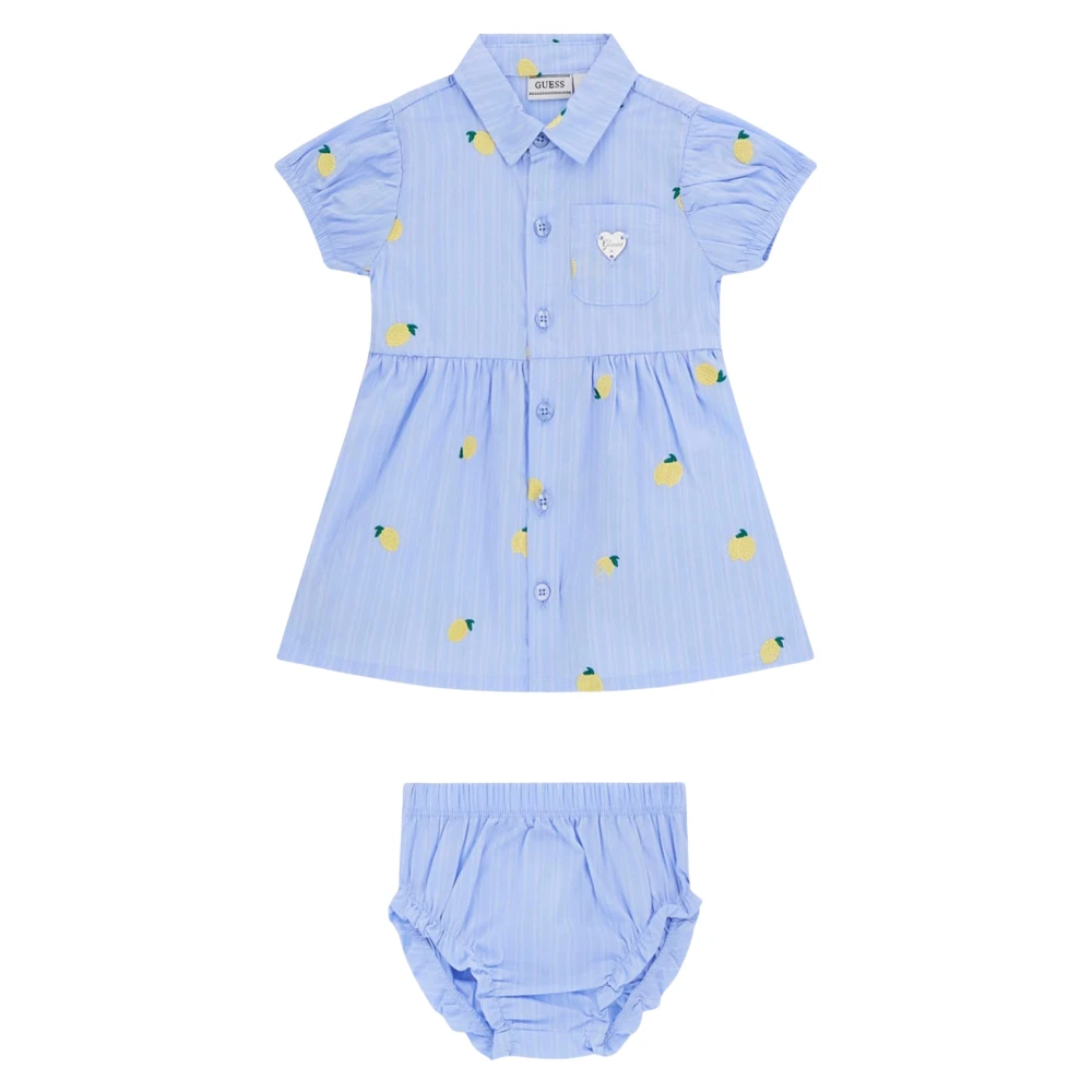 Guess Girls Blue Shirt Dress With Knickers - Kids Sets - 18 M - Kids