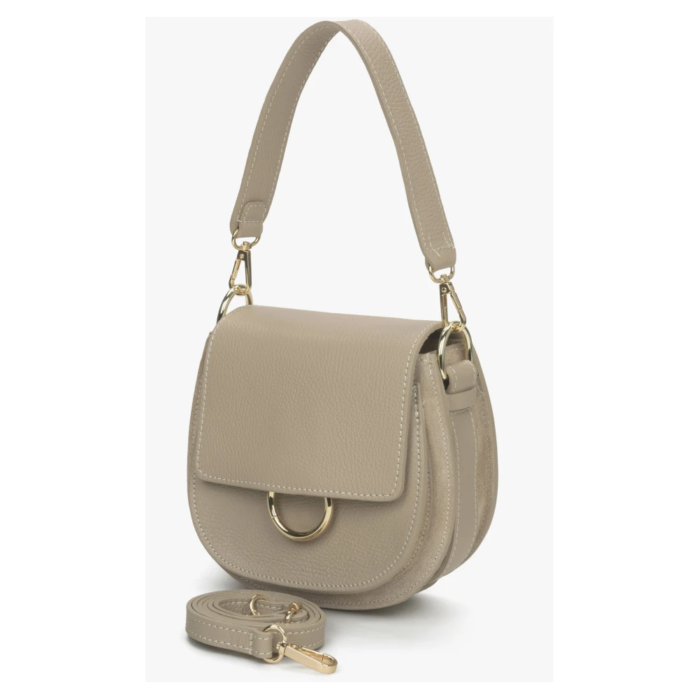 Estro Italiaans Leren Kleine Beige Crossbody Tas Er00115027 Beige Dames